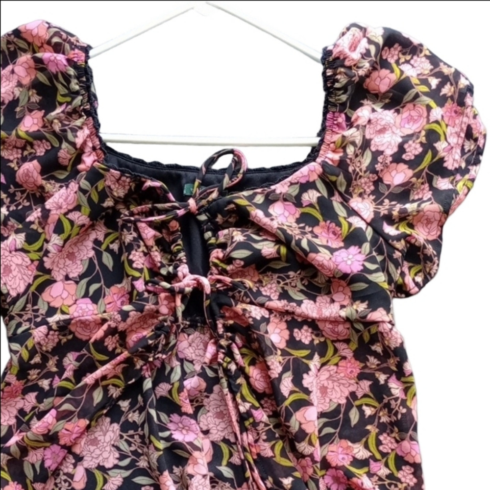 Wild Fable Pink Black Floral Blouse Women’s Small Dressy Top - Picture 4 of 4
